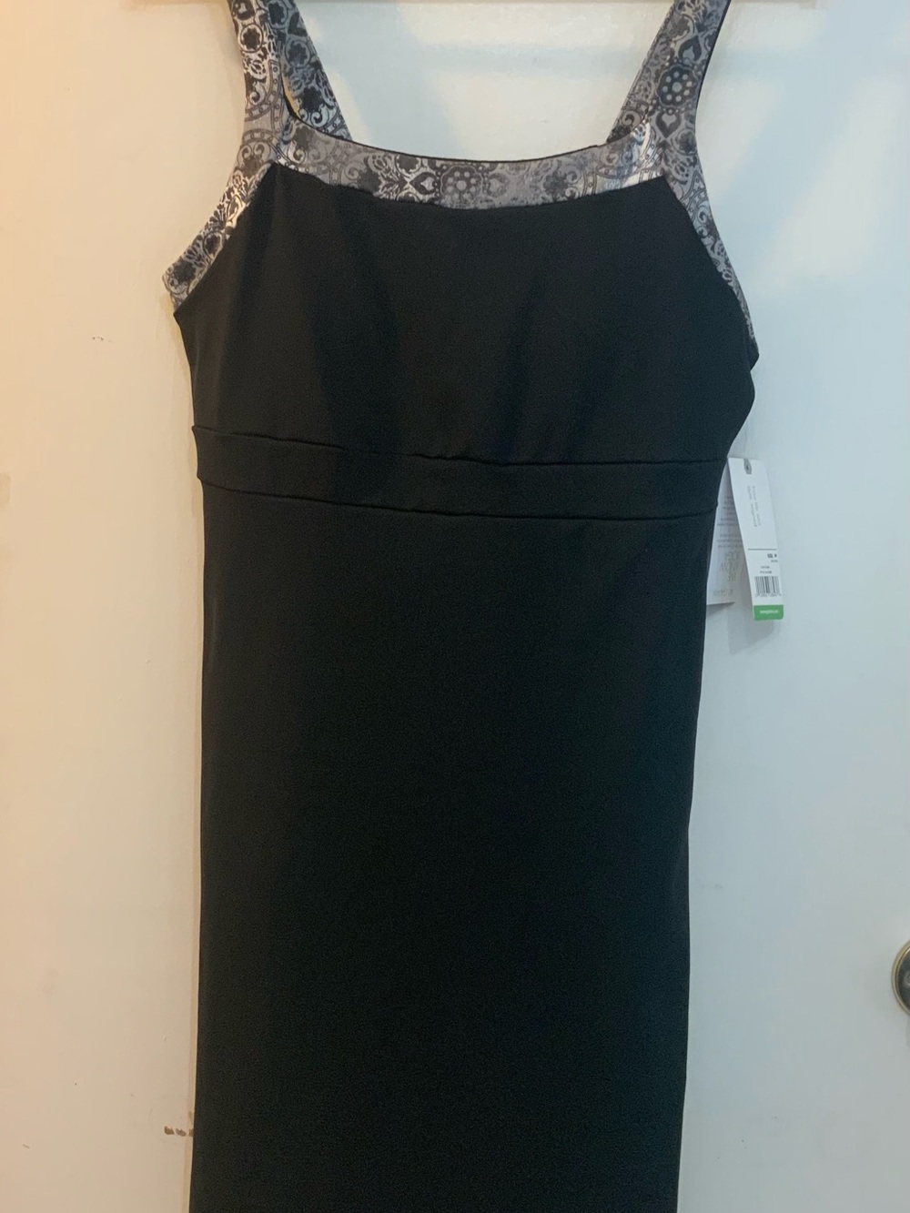 GAIAM Black Midi Dress with Silver Paisley Trim